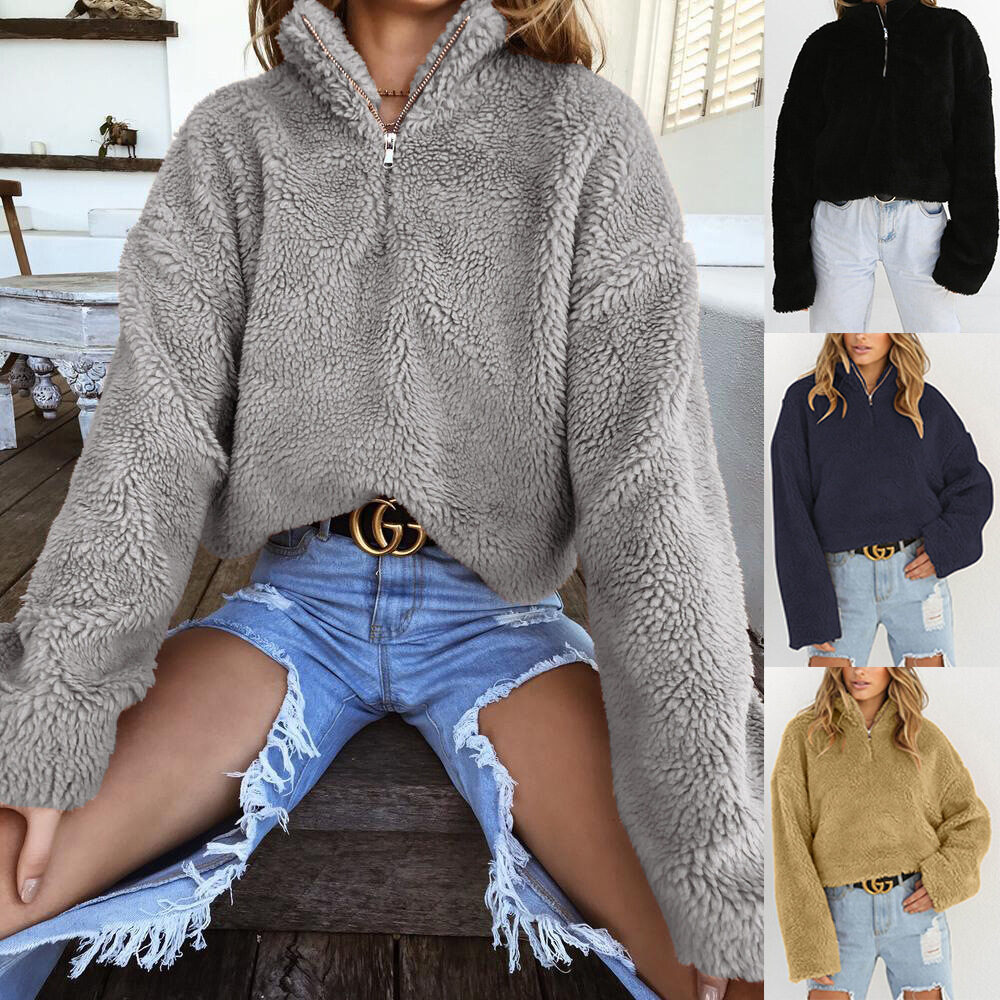 Four-color high collar long-sleeved padded sweater