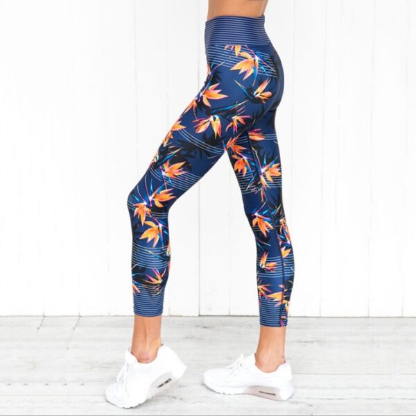 High Waist Yoga Pants Women's Fitness Sports Leggings Band Printing Elastic Gym Workout Tights S-XL Running Pants Plus Size - Imagen 3