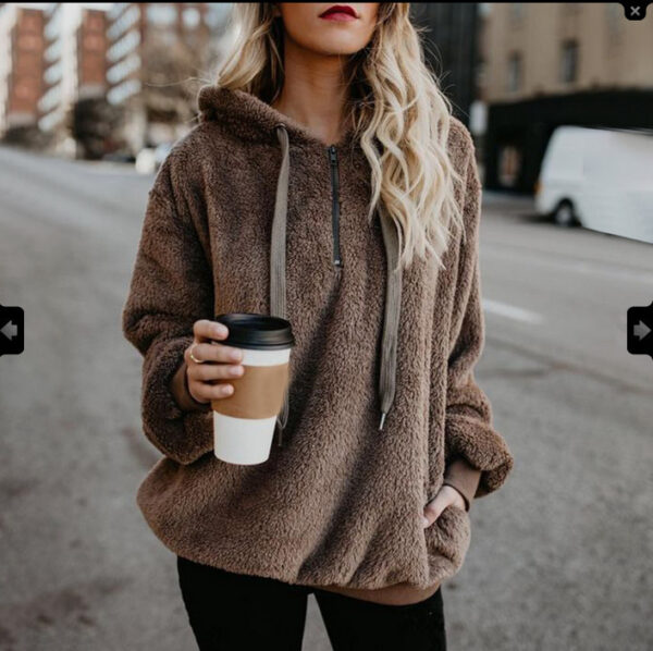 European and American long-sleeved hooded solid color sweater - Imagen 7