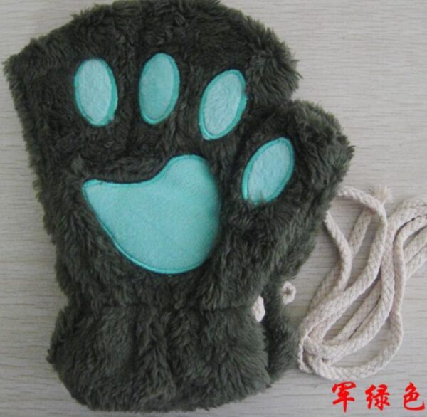 Winter Lovely Half Cover Paw Bear Cat Claw Gloves Short Finger - Imagen 8