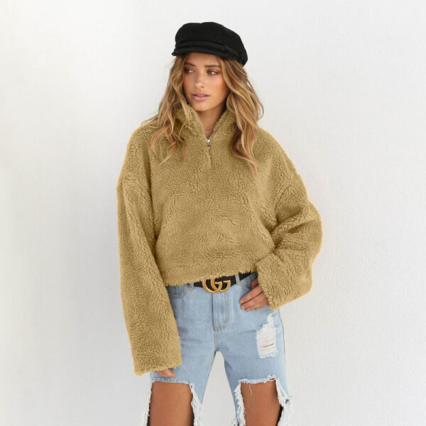 Four-color high collar long-sleeved padded sweater - Imagen 3