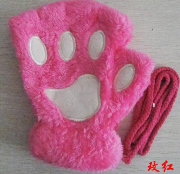 Winter Lovely Half Cover Paw Bear Cat Claw Gloves Short Finger - Imagen 15