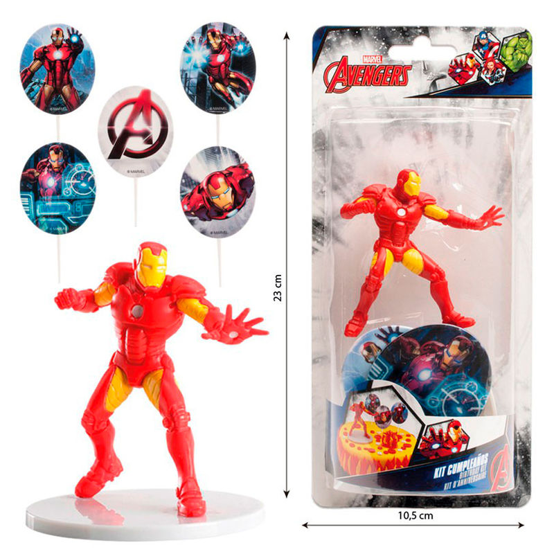 Kit decoracion tartas Iron Man Marvel pinchos