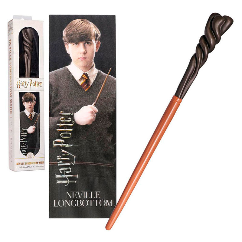 Varita Neville Longbottom con marca paginas Harry Potter