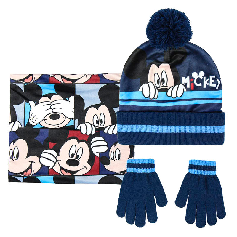 Conjunto gorro guantes braga cuello Mickey Disney