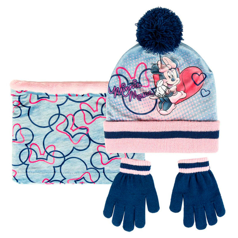 Conjunto gorro guantes braga cuello Minnie Disney