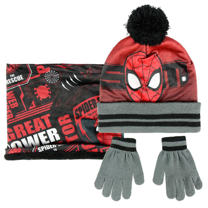Conjunto gorro guantes braga cuello Spiderman Marvel