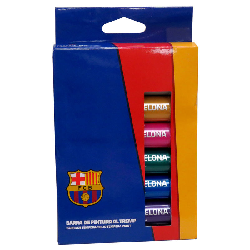 Caja temperas FC Barcelona en barra