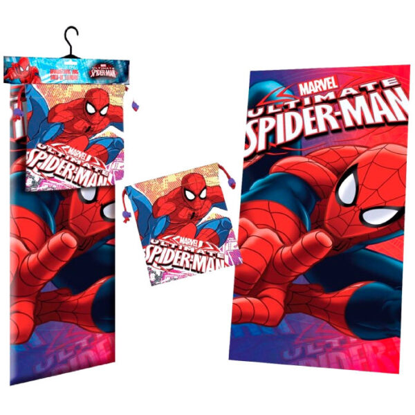 Toalla microfibra + saco merienda Spiderman Marvel Face