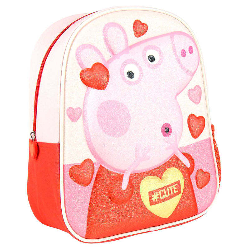 Mochila 3D premium Peppa Pig glitter 31cm