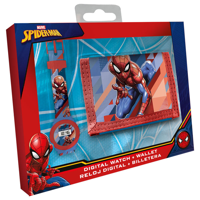 Set reloj digital + billetero Spiderman Marvel