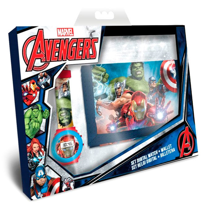 Set reloj digital + billetero Vengadores Avengers Marvel