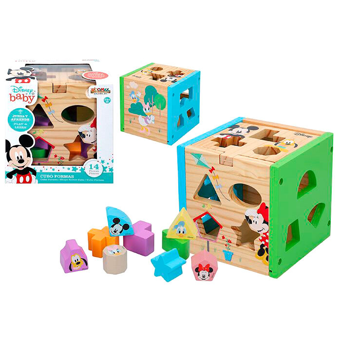 Cubo formas madera Mickey Minnie Disney