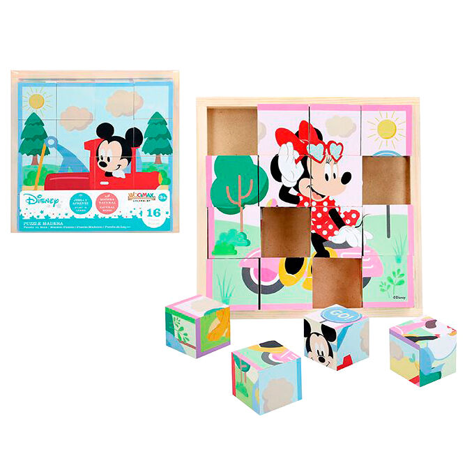 Rompecabezas cubos madera Mickey Minnie Disney