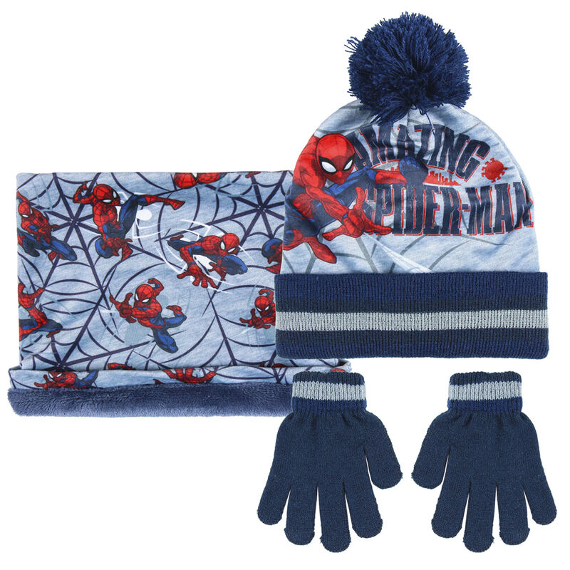 Conjunto gorro guantes braga cuello Spiderman Marvel