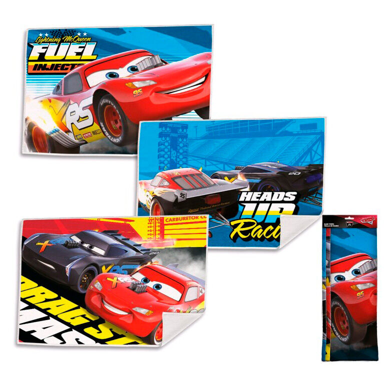 Set 3 toallas mano Cars Disney surtido
