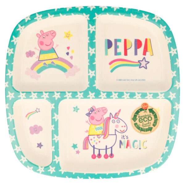 Plato dividido Peppa Pig bambu