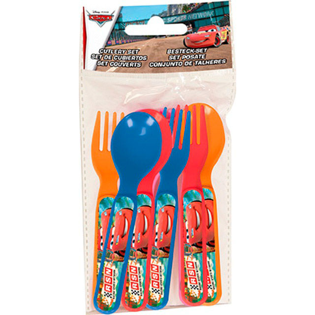 Set 6 cubiertos Cars Disney Neon Racers picnic